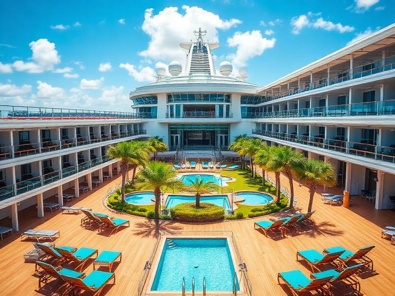 Cruise ship central park and deck area