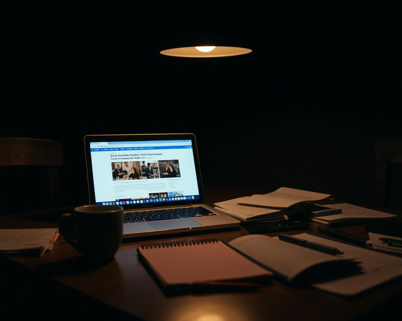 Laptop open late at night with scholarship websites