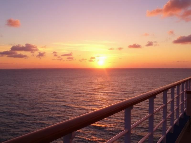 Ocean sunset from cruise ship deck